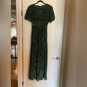 Elegant Green Baltic Born Velvet Maxi Dress